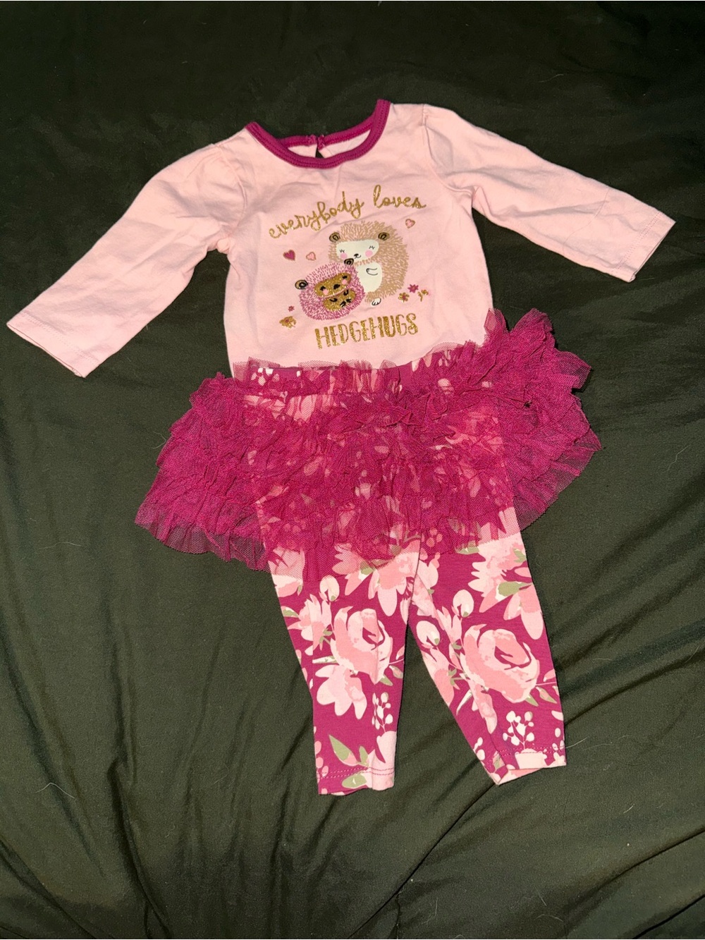 Koala Kids Pink Ruffle Tutu Leggings Set with Floral Print